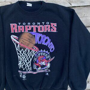 Vintage 1994 Waves NBA Toronto Raptors Sweatshirt Hoodie Sweater Medium